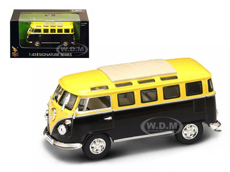 1962 Volkswagen Microbus Van Bus Yellow/Black 1/43 Diecast Car by Road Signature - Volkswagen Models