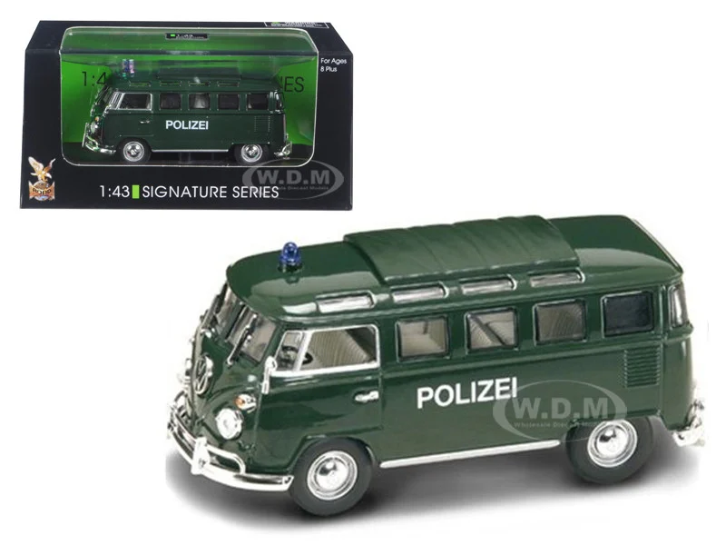 1962 Volkswagen Microbus Police Green 1/43 Diecast Car Model by Road Signature - Police Models