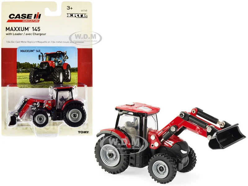 Case IH Maxxum 145 Tractor with Front Loader Red and Black "Case IH Agriculture" Series 1/64 Diecast Model by ERTL TOMY - Case Tractors Models