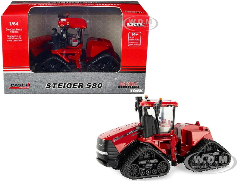 Case AFS Connect Steiger 580 Quadtrac Tractor with Tracks Red "Case IH Agriculture" "Prestige Collection" 1/64 Diecast Model by ERTL TOMY - Case Tractors Models