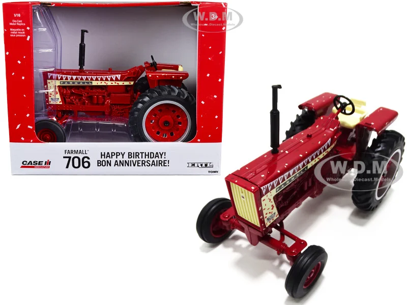 Farmall 706 Wide Front Tractor Red "Happy Birthday!" Edition "Case IH Agriculture" Series 1/16 Diecast Model by ERTL TOMY - IH Farmall Models