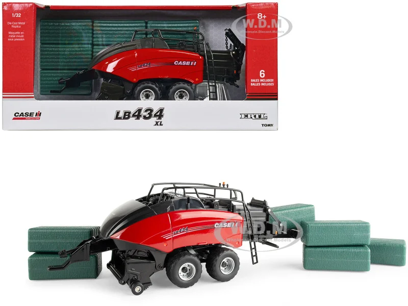 Case IH LB434 XL Large Square Baler Red and Black with 6 Bales "Case IH Agriculture" Series 1/32 Diecast Model by ERTL TOMY - Case Tractors Models