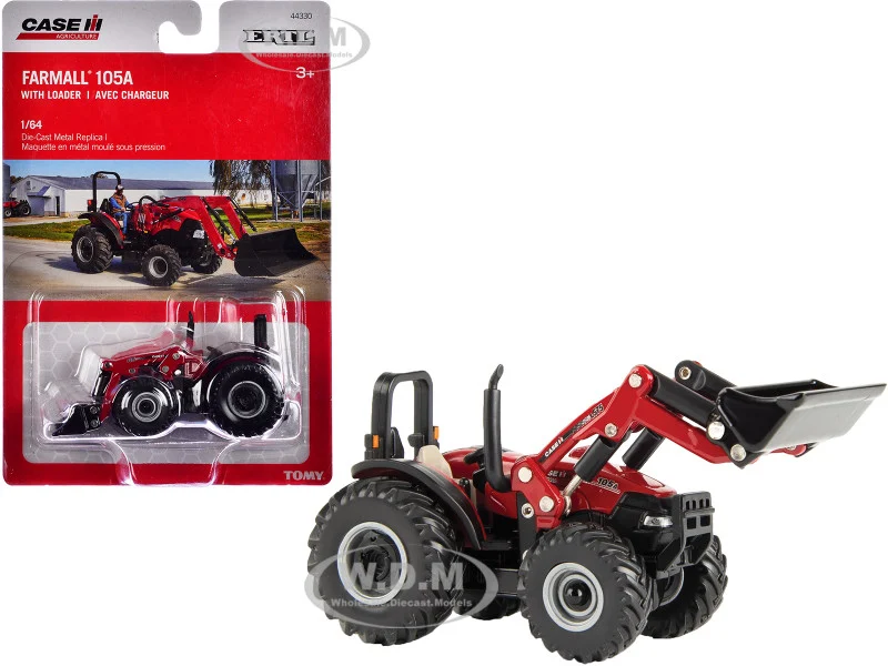 Case IH Farmall 105A Tractor with Loader Red "Case IH Agriculture" Series 1/64 Diecast Model by ERTL TOMY - Case Tractors Models