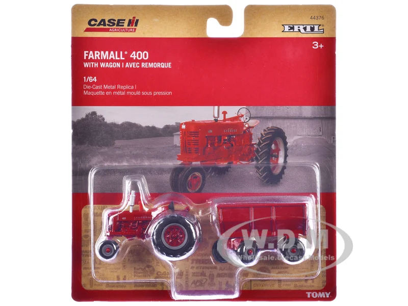 Farmall 400 Tractor Red with Wagon "Case Agriculture" Series 1/64 Diecast Model by ERTL TOMY - IH Farmall Models