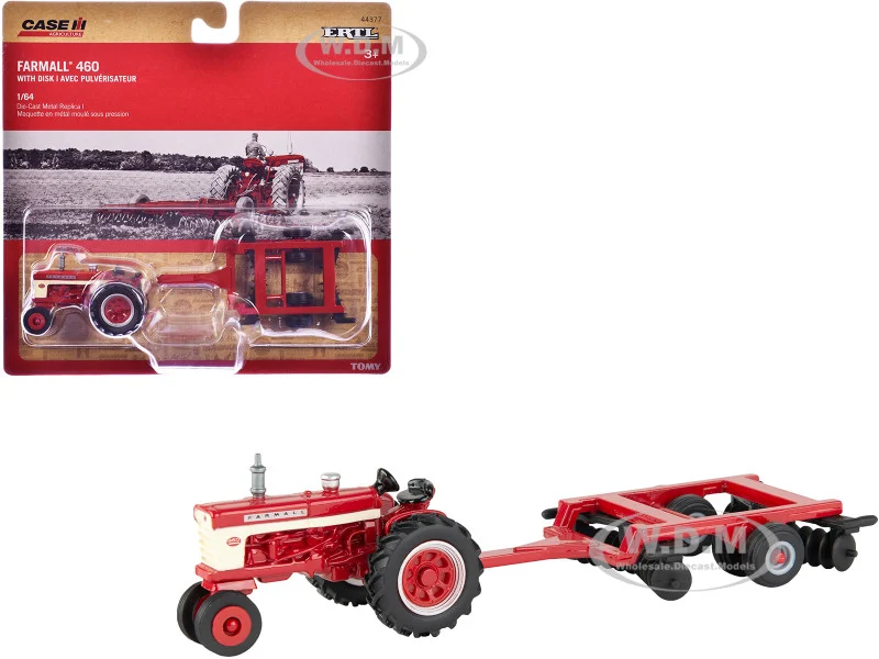 Farmall 460 Tractor Red with Disk "Case Agriculture" Series 1/64 Diecast Model by ERTL TOMY - Case Tractors Models