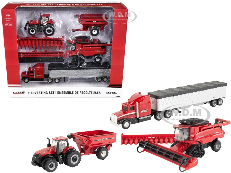 Case IH Harvesting Set of 4 pieces "Case IH Agriculture" Series 1/64 Diecast Models by ERTL TOMY - Case Tractors Models