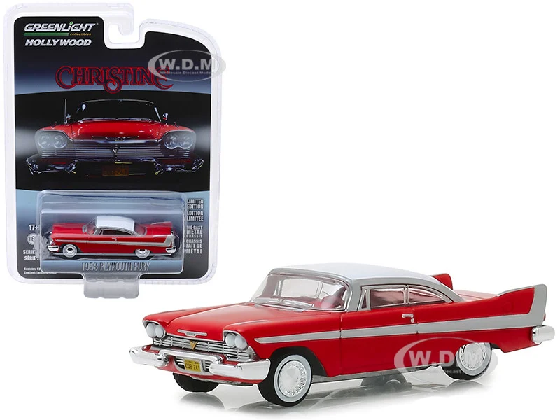 1958 Plymouth Fury Red with White Top "Christine" (1983) Movie "Hollywood Series" Release 23 1/64 Diecast Model Car by Greenlight - Plymouth Models