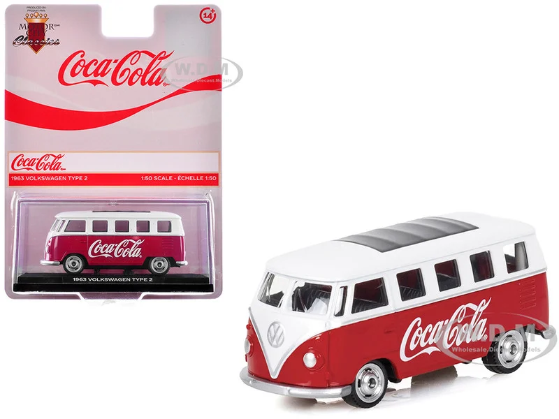 1963 Volkswagen Type 2 Van "Coca-Cola" Red and White 1/50 Diecast Model by Motor City Classics