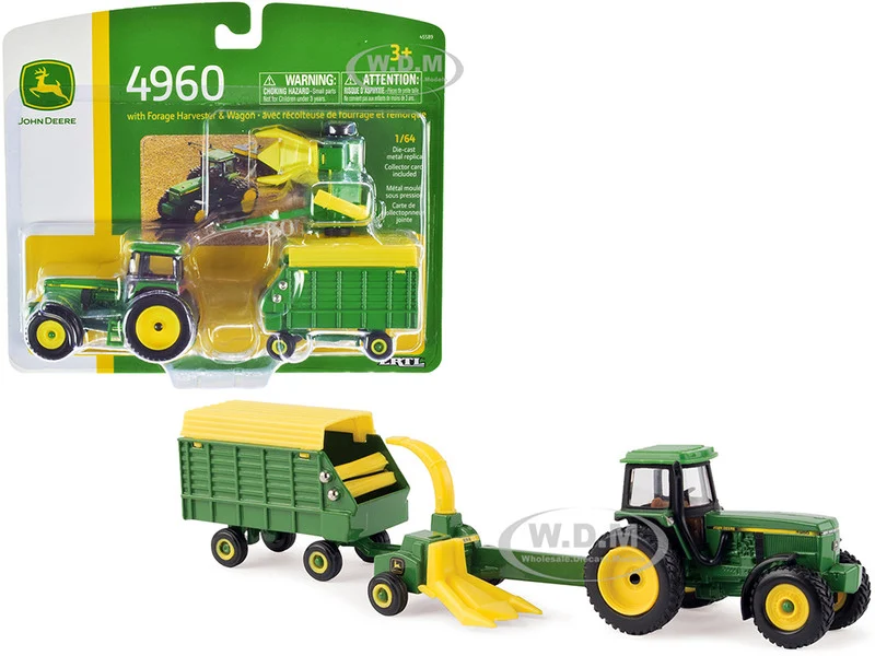 John Deere 4960 Tractor with Forage Harvester and Wagon 1/64 Diecast Models by ERTL TOMY - John Deere Models