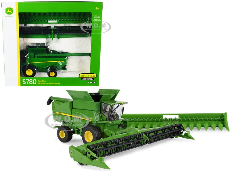 John Deere S780 Wheeled Combine with Corn Head and Draper Grain Head 1/32 Diecast Model by ERTL TOMY - John Deere Models