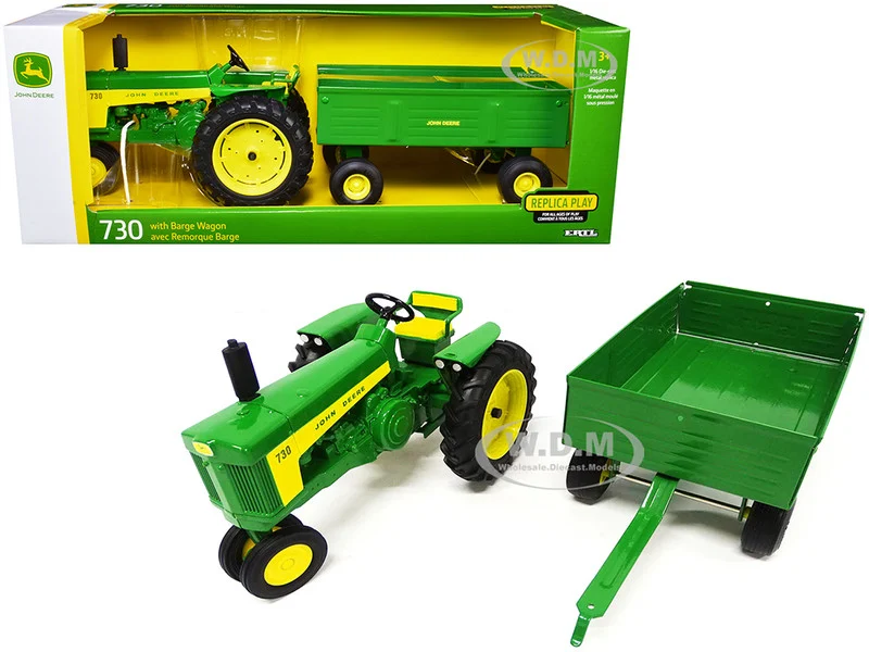 John Deere 730 Tractor with Barge Wagon 1/16 Diecast Models by ERTL TOMY - John Deere Models