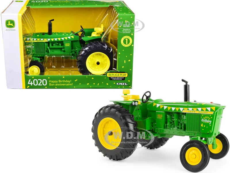 John Deere 4020 Diesel Tractor Green "Happy Birthday!" Edition "Replica Play" Series 1/16 Diecast Model by ERTL TOMY - John Deere Models