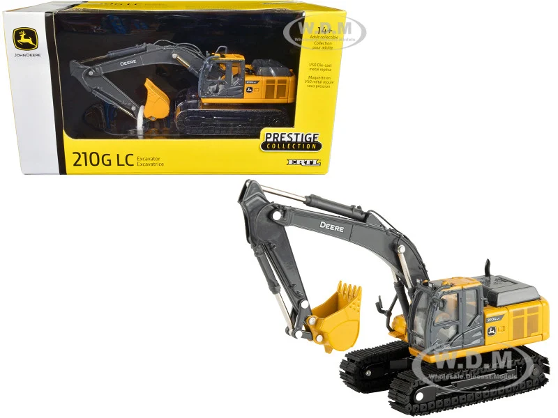 John Deere 210G LC Tracked Excavator Yellow "Prestige Collection" 1/50 Diecast Model by ERTL TOMY - Construction Models