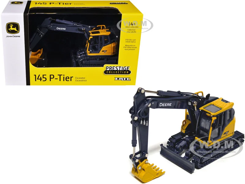 John Deere 145 P-Tier Excavator Yellow and Gray "Prestige Collection" 1/50 Diecast Model by ERTL TOMY