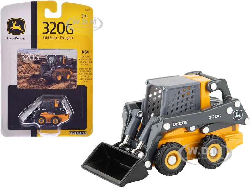 John Deere 320G Skid Steer Yellow and Gray 1/64 Diecast Model by ERTL TOMY - Construction Models