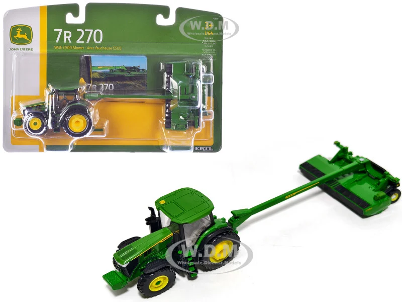 John Deere 7R 270 Tractor Green with C500 Mower 1/64 Diecast Model by ERTL TOMY - John Deere Models