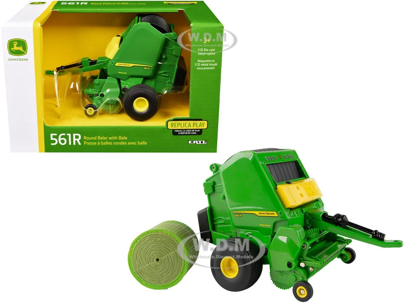 John Deere 561R Round Baler Green with Bale "Replica Play" Series 1/32 Diecast Model by ERTL TOMY - John Deere Models