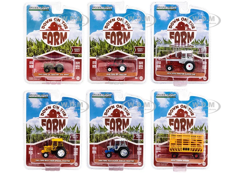 "Down on the Farm" Series Set of 6 pieces Release 7 1/64 Diecast Models by Greenlight - 1/64 Scale Sets
