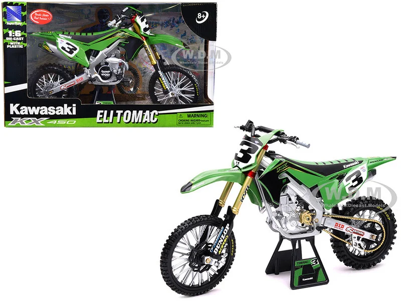 Kawasaki KX 450F Dirt Bike Motorcycle #3 Eli Tomac Green and Black "Kawasaki Racing Team" 1/6 Diecast Model by New Ray - Kawasaki Motorcycles
