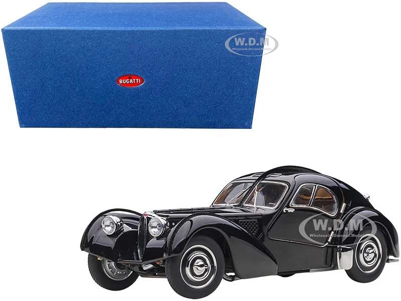 1938 Bugatti Type 57SC Atlantic with Disc Wheels Black 1/43 Diecast Model Car by Autoart - Bugatti Models