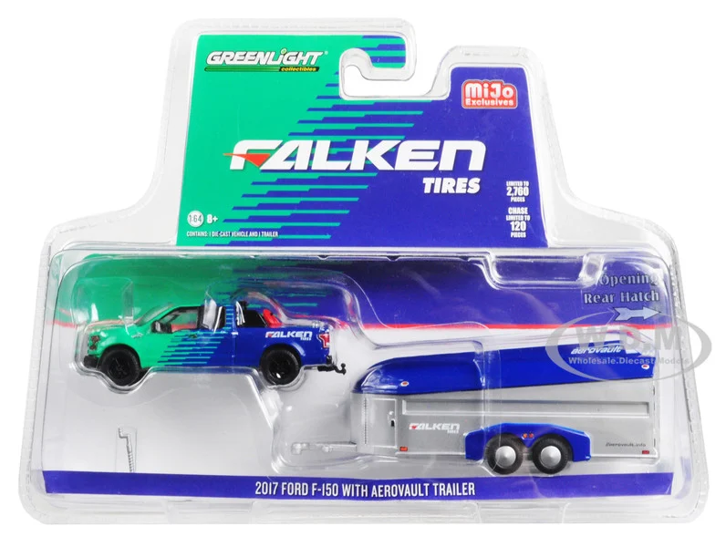 2017 Ford F-150 Pickup Truck and Aerovault Trailer "Falken Tires" Limited Edition to 2,760 pieces Worldwide 1/64 Diecast Model Car by Greenlight