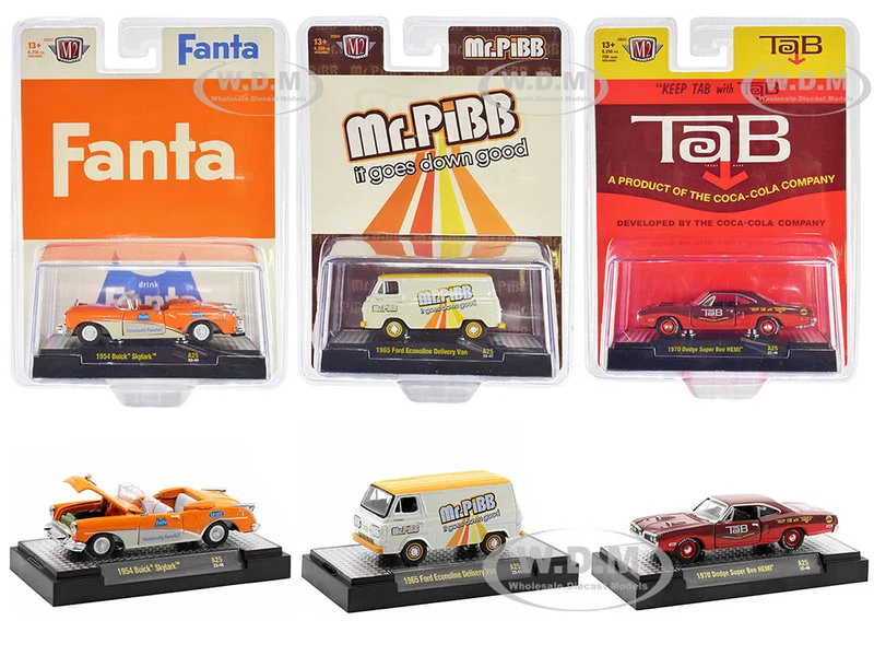 "Sodas" Set of 3 pieces Release 25 Limited Edition to 6250 pieces Worldwide 1/64 Diecast Model Cars by M2 Machines - 1/64 Scale Sets