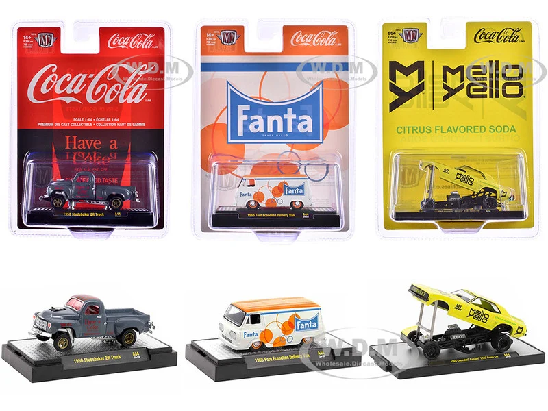 "Sodas" Set of 3 pieces Release 44 Limited Edition to 8250 pieces Worldwide 1/64 Diecast Model Cars by M2 Machines - Coca Cola Models