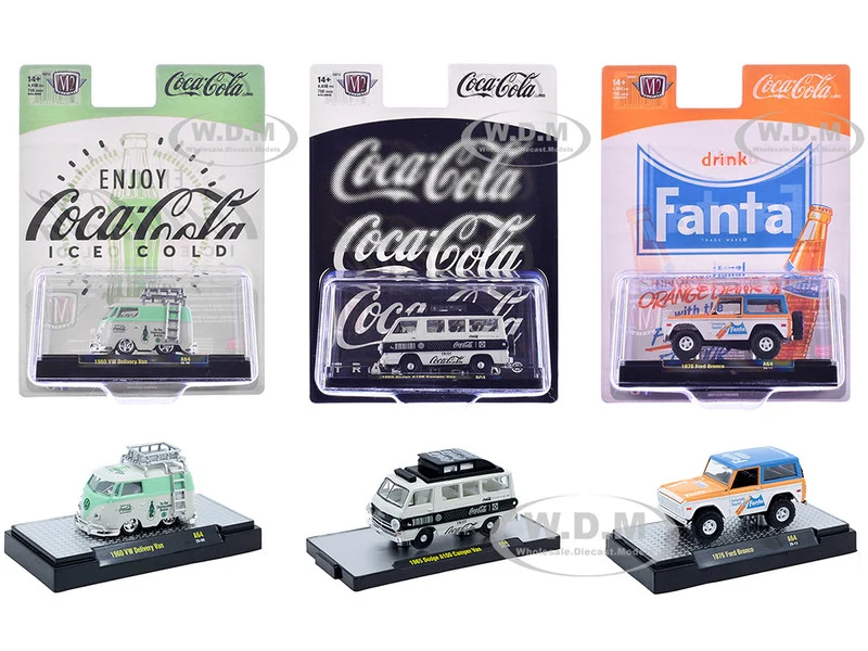 "Sodas" Set of 3 pieces Release 64 Limited Edition to 5400 pieces Worldwide 1/64 Diecast Model Cars by M2 Machines - Coca Cola Models