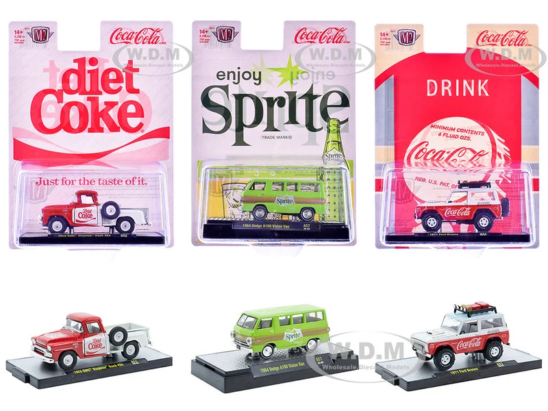 "Sodas" Set of 3 pieces Release 57 Limited Edition to 10000 pieces Worldwide 1/64 Diecast Model Cars by M2 Machines - Coca Cola Models