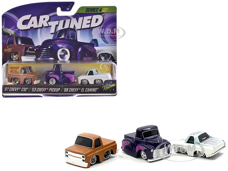 "Kustoms" Series 4 Chevrolet Triple Pack Set of 3 Cars Diecast Model Cars by CarTuned - Chevrolet Models
