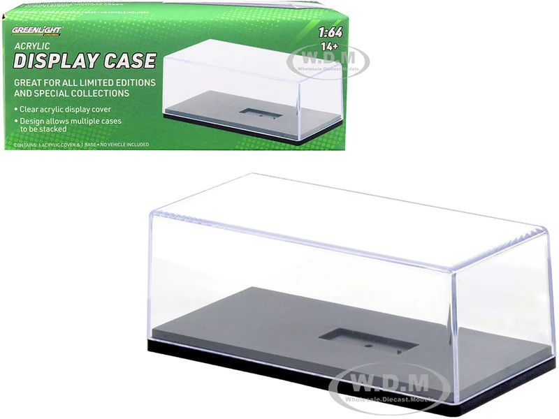 Collectible Acrylic Display Show Case with Black Plastic Base for 1/64 Scale Model Cars by Greenlight - Accessories