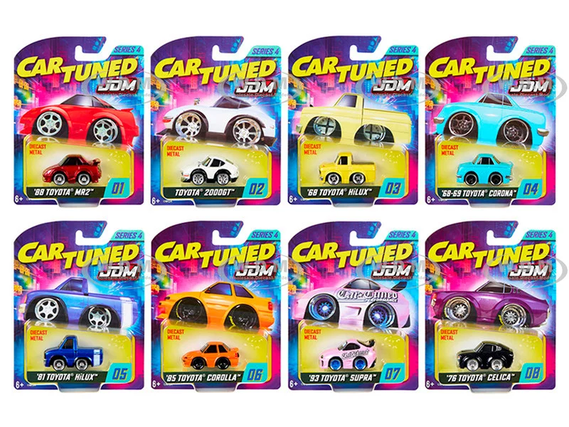 JDM Tuners Series 4 Set of 8 Pieces Diecast Model Cars by CarTuned - Toyota Models