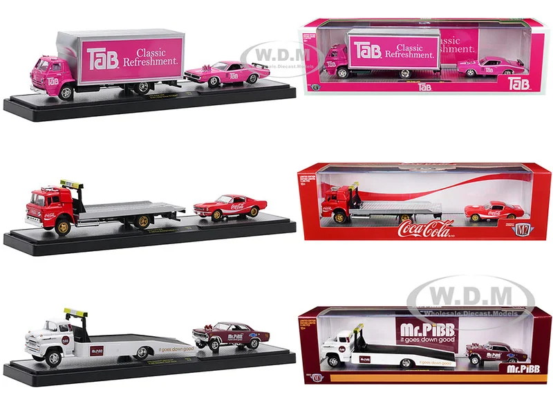 Auto Haulers "3 Sodas" Set of 3 pieces Release 15 Limited Edition to 8400 pieces Worldwide 1/64 Diecast Models by M2 Machines - Coca Cola Models