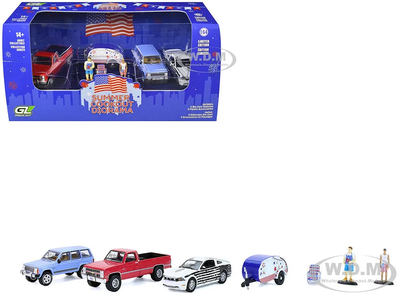"Summer Cookout Diorama" Set of 7 pieces 1/64 Diecast Model Cars by Greenlight - 1/64 Scale Sets
