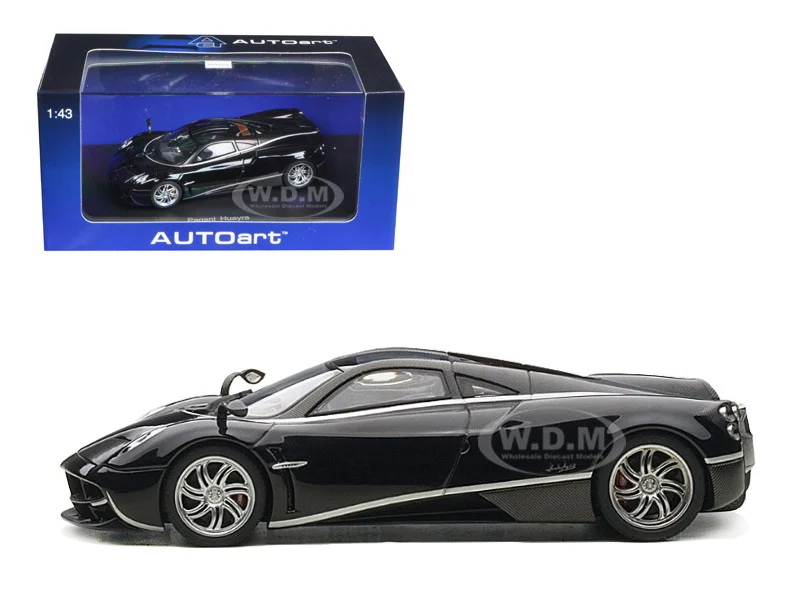 Pagani Huayra Black with Silver Stripes 1/43 Diecast Model Car by Autoart - Pagani Models