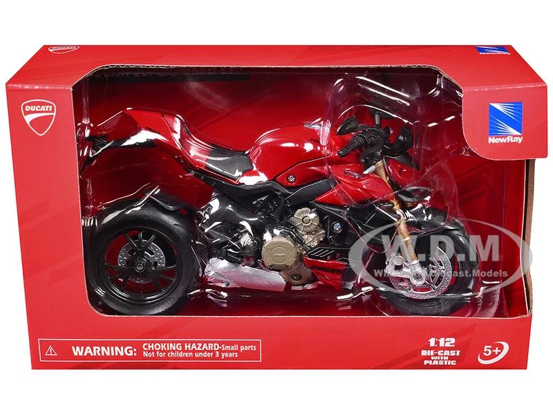 Ducati Supernaked V4S Motorcycle Red 1/12 Diecast Motorcycle Model by New Ray - Ducati Motorcycles