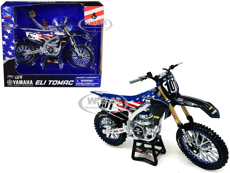 Yamaha YZ450F Dirt Bike Motorcycle #101 Eli Tomac American Flag Livery "Motocross of Nations" 1/12 Model by New Ray - Yamaha Motorcycles