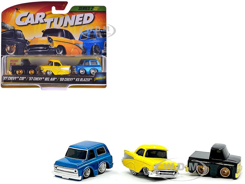 "Lowriders" Series 2 Chevrolet Triple Pack Set of 3 Cars Diecast Model Cars by CarTuned - Chevrolet Models