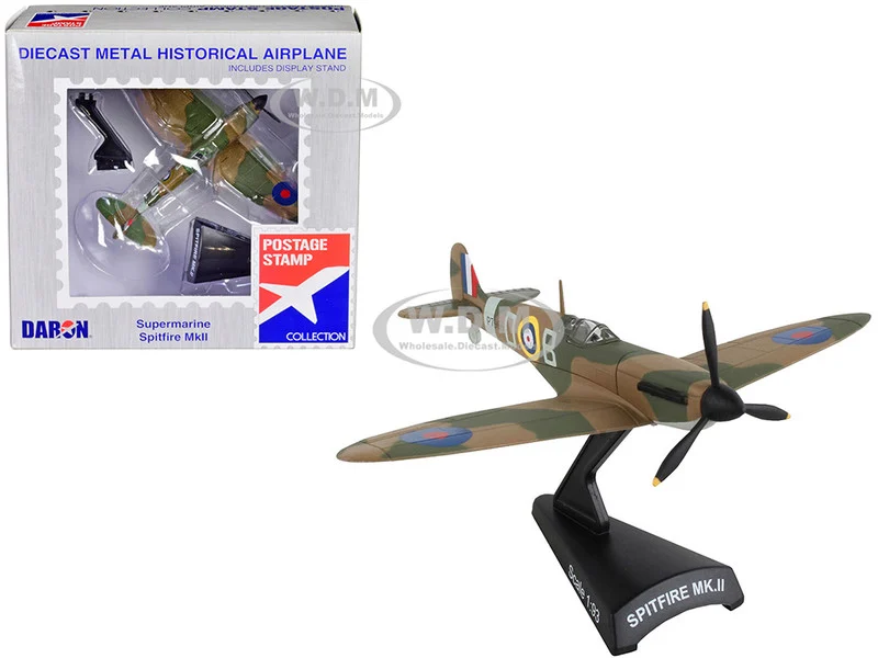 Supermarine Spitfire Mk II Fighter Aircraft "Battle of Britain" Royal Air Force 1/93 Diecast Model Airplane by Postage Stamp - Military Models