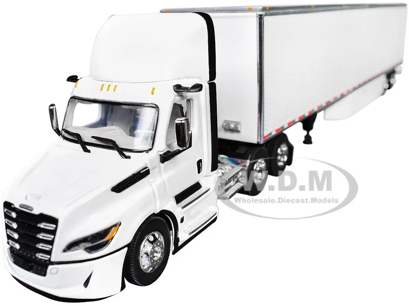 Freightliner Fifth Generation Cascadia Day Cab and 53' Utility Trailer with Skirts White 1/64 Diecast Model by DCP/First Gear - Freightliner Models