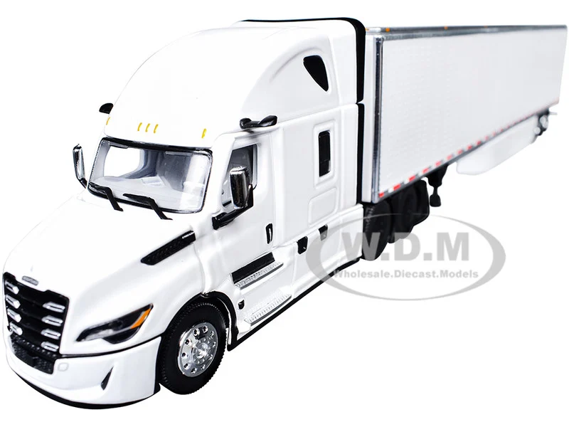 Freightliner Fifth Generation Cascadia Raised Roof Sleeper & 53' Utility Trailer with Skirts White 1/64 Diecast Model by DCP/First Gear - Freightliner Models