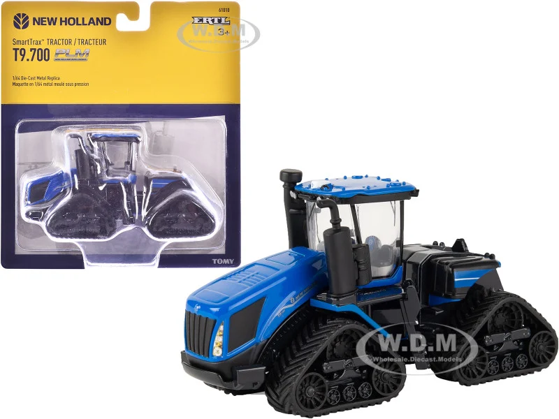 New Holland T9.700 SmartTrax Tractor Blue with Tracks 1/64 Diecast Model by ERTL TOMY - Tractors & Farm Models