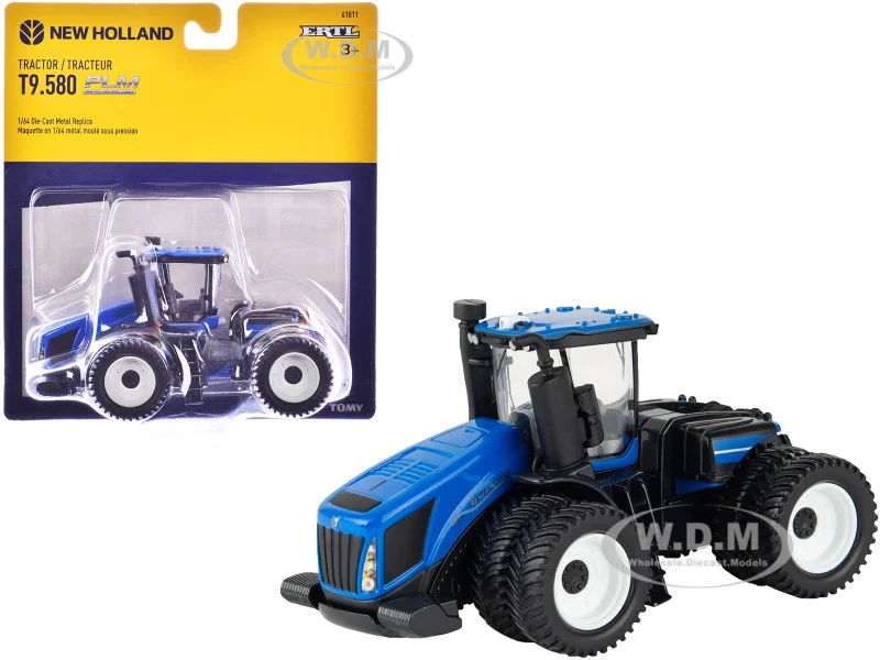 New Holland T9.580 Tractor with Dual Wheels Blue 1/64 Diecast Model by ERTL TOMY - Tractors & Farm Models