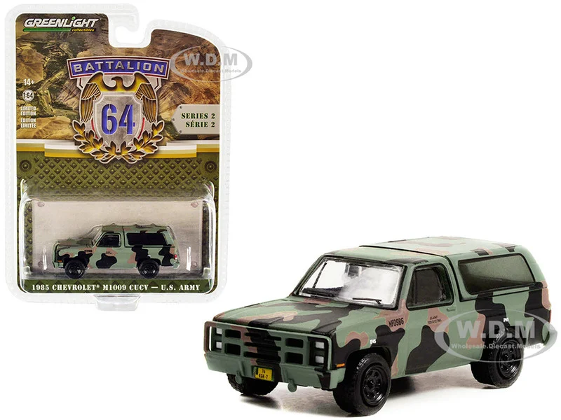1985 Chevrolet M1009 CUCV Camouflage "U.S. Army" "Battalion 64" Release 2 1/64 Diecast Model Car by Greenlight - Chevrolet Models