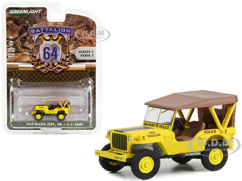 1949 Willys Jeep MB "545th Military Police Company Camp Drake, Japan Training Camp" Yellow "Battalion 64" Series 3 1/64 Diecast Model Car by Greenlight - Jeep Models
