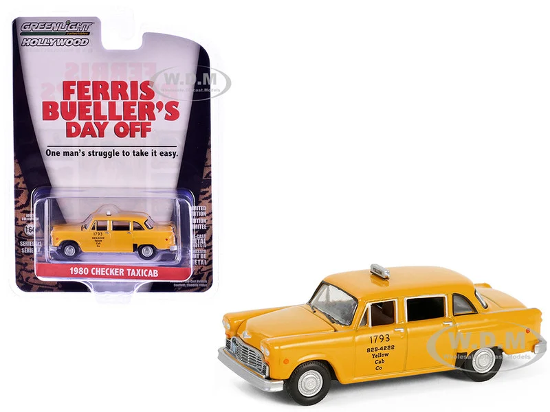 1980 Checker Taxicab "Yellow Cab Co. #1793" Yellow "Ferris Bueller's Day Off" (1986) Movie "Hollywood Series" Release 42 1/64 Diecast Model Car by Greenlight - Movie/TV Series Models