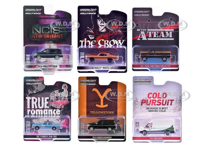 "Hollywood Series" Set of 6 pieces Release 43 1/64 Diecast Model Cars by Greenlight - 1/64 Scale Sets
