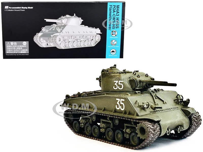 United States M4A3 HVSS POA-CWS-H5 Flamethrower Tank Olive Drab #35 "Hawaii" (1951) "NEO Dragon Armor" Series 1/72 Plastic Model by Dragon Models