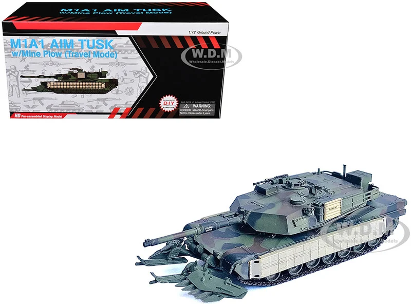 United States M1A1 AIM TUSK (Tank Urban Survival Kit) with Mine Plow (Travel Mode) "United States Marine Corps, 8th Tank Battalion, II MED, Iraq" (2003) Green Camouflage "NEO Dragon Armor" Series 1/72 Plastic Model by Dragon Models - Military Models