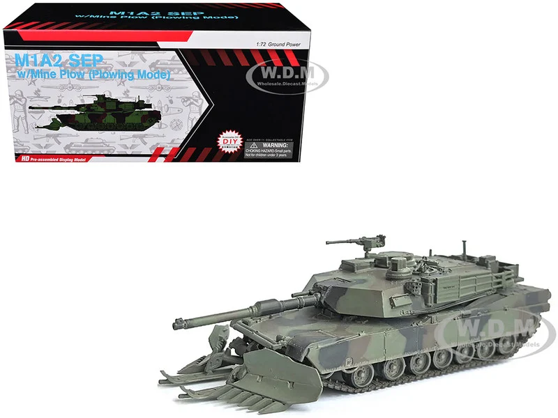 United States M1A2 SEP (System Enhancement Package) Tank with Mine Plow (Plowing Mode) "United States Army, 1st Battalion, 16th Cav. Reg., Fort Knox" (2002)" Green Camouflage "NEO Dragon Armor" Series 1/72 Plastic Model by Dragon Models - Military Models